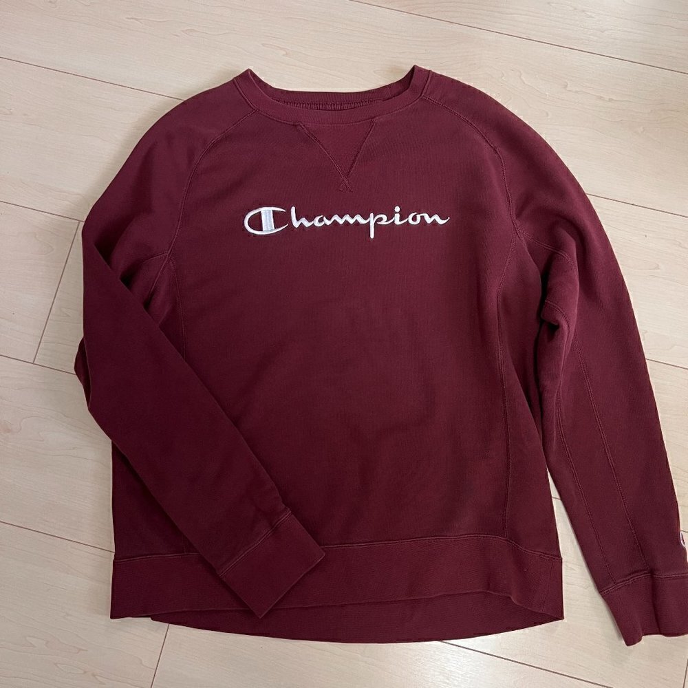 Champion Lightweight Logo Sweatshirt Size Lg Burgundy